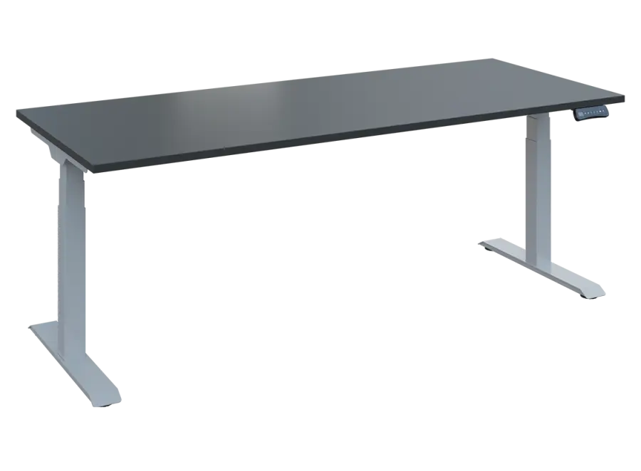 Fleximax 28-20 výškově nastavitelný stůl, kovová podnož stříbrná, deska 25 mm, široký 2000 mm, antracit